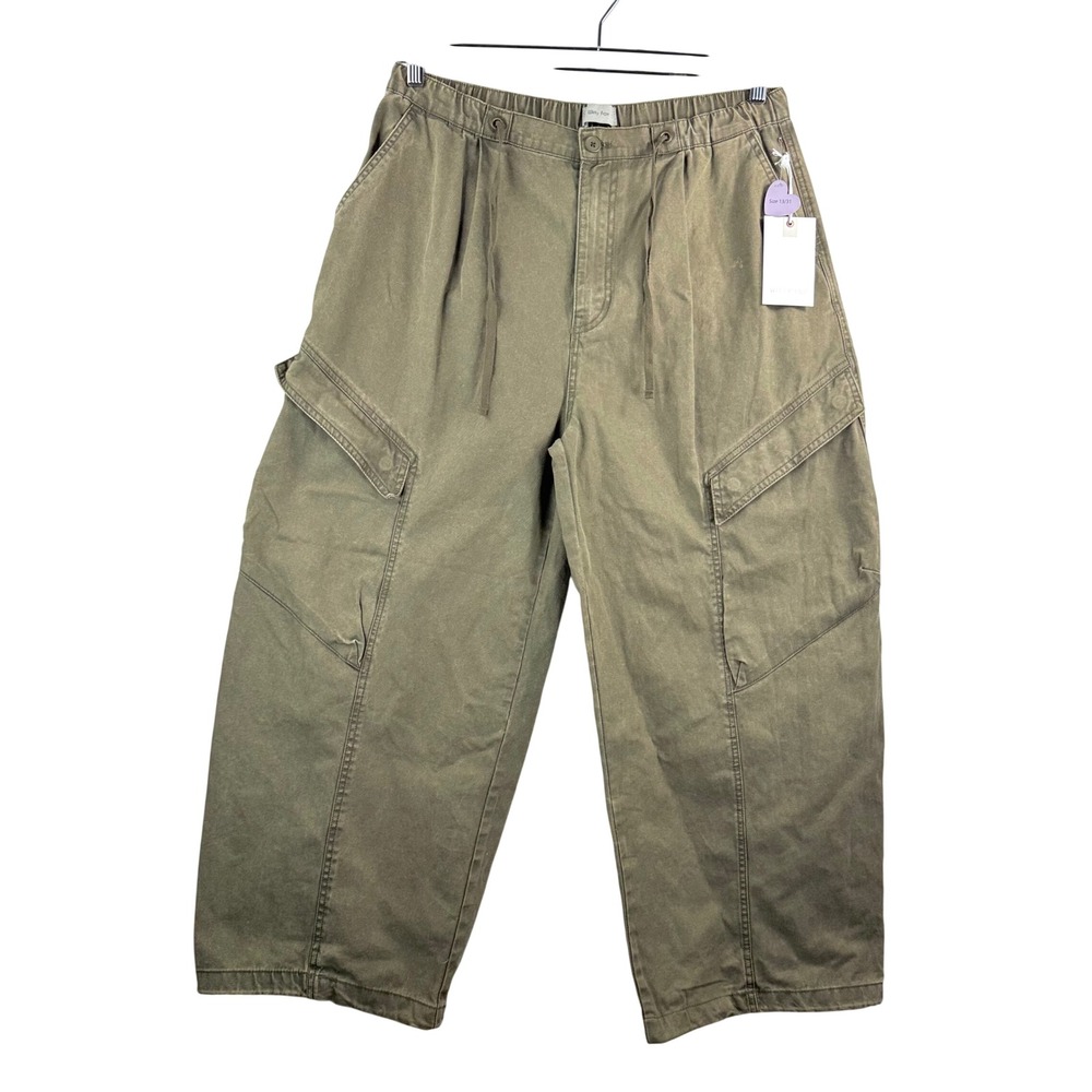 Witty Fox Cargo Pants sz 31 Olive Green baggy Wide Leg Utility grunge